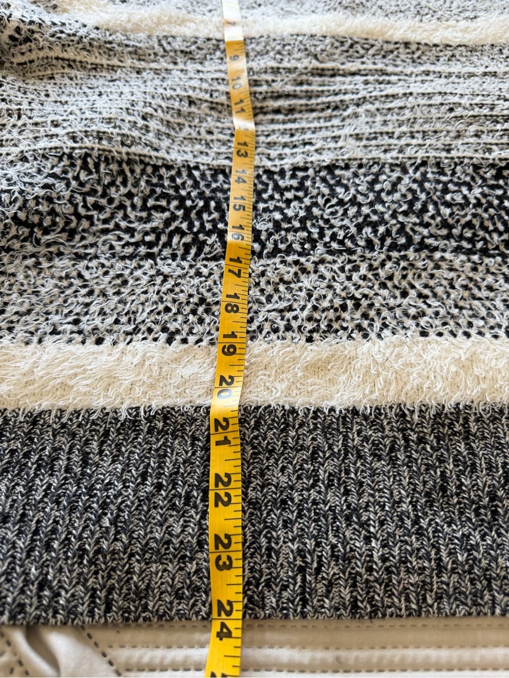 Style & Co. Fuzzy Striped Crewneck Sweater - Black & White - Picture 8 of 8